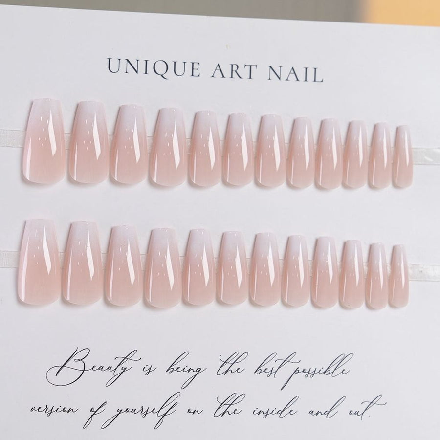 Gradient Long Pure Desire Fairy Wear Manicure White