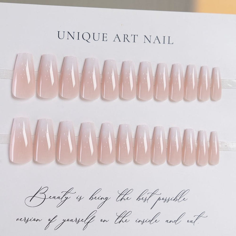 Gradient Long Pure Desire Fairy Wear Manicure White