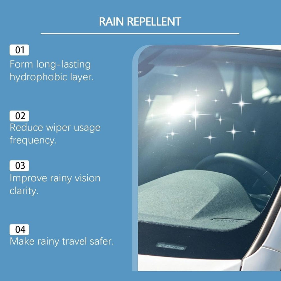 Windshield Rain Repellent Spray, 100ML Hydrophobic Glass Water Repellent Spray, For Auto Windshields, Mirrors, And Windows, Multi-Surface Waterproof Cleaner