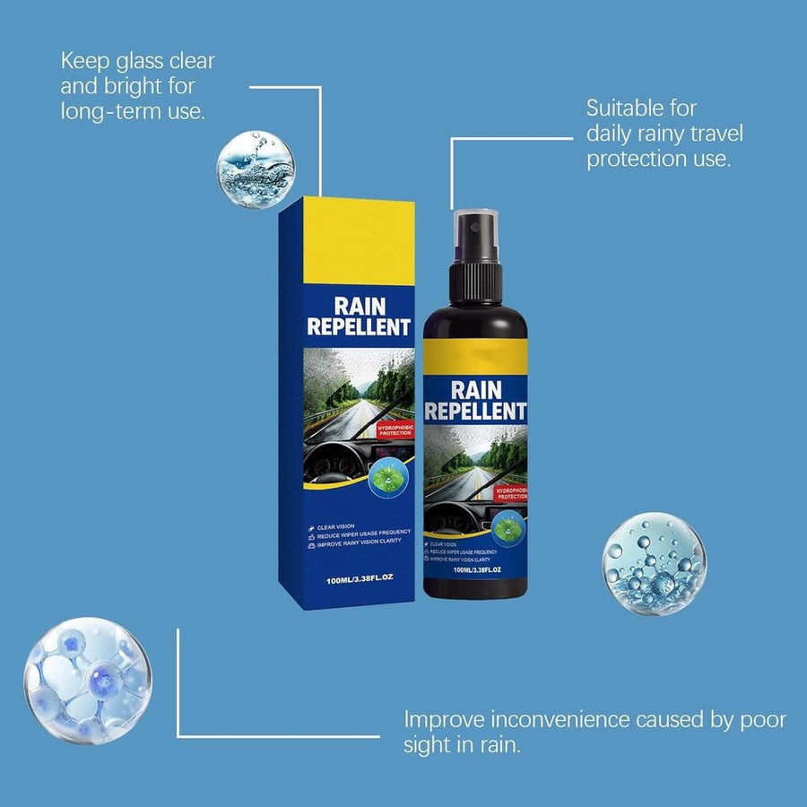 Windshield Rain Repellent Spray, 100ML Hydrophobic Glass Water Repellent Spray, For Auto Windshields, Mirrors, And Windows, Multi-Surface Waterproof Cleaner