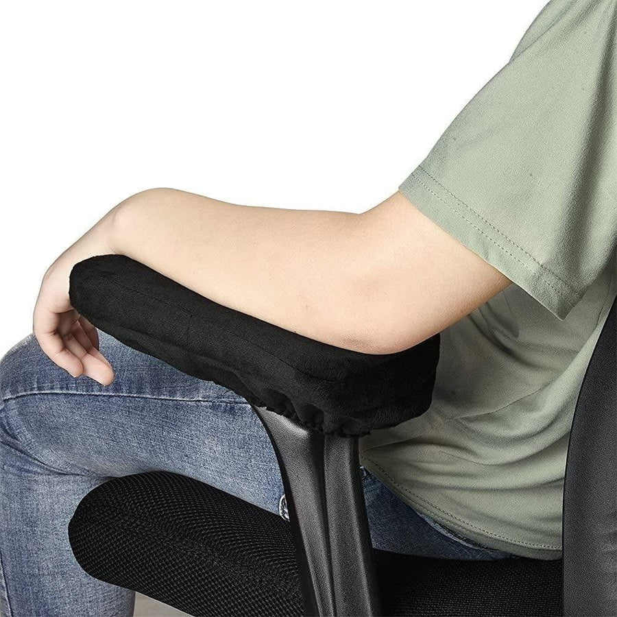 Ergonomic Memory Foam Office Chair Armrest Pads,Comfy Gaming Chair Arm Rest Covers for Elws and Forearms Pressure Relief(Set of 2),Stretch Fit,Black
