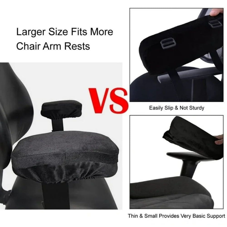 Ergonomic Memory Foam Office Chair Armrest Pads,Comfy Gaming Chair Arm Rest Covers for Elws and Forearms Pressure Relief(Set of 2),Stretch Fit,Black