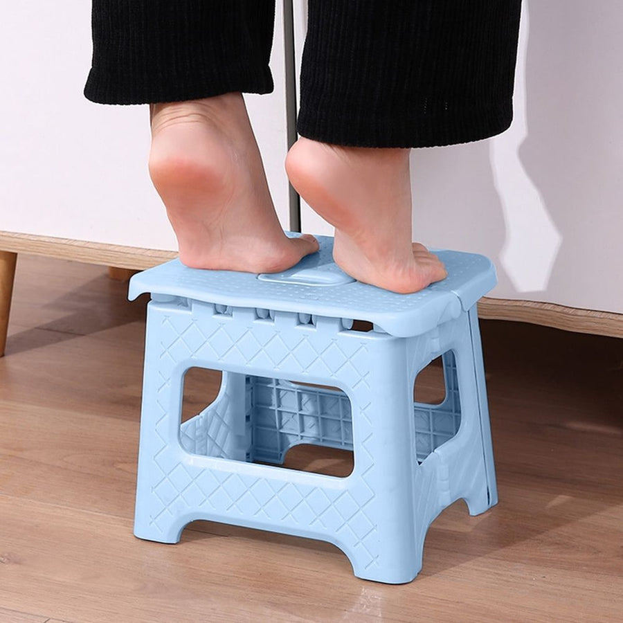 Compact Folding Stool | Space-Saving Plastic Stool for Home, Office & Outdoor Use | Multicolor | 22x18x19.5cm | Lightweight (1.02lb) | Portable & Foldable Design
