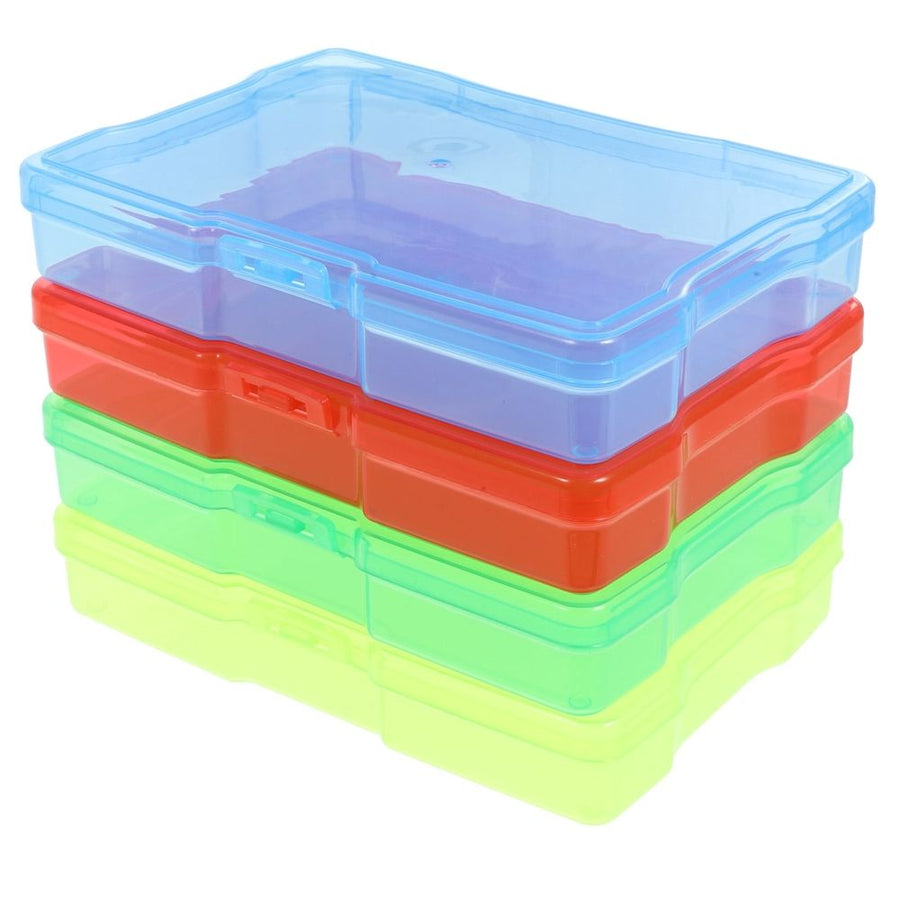 4Pcs Durable Plastic Greeting Card Box with Dividers Multipurpose Organizer