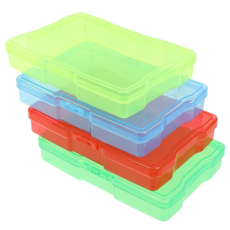 4Pcs Durable Plastic Greeting Card Box with Dividers Multipurpose Organizer