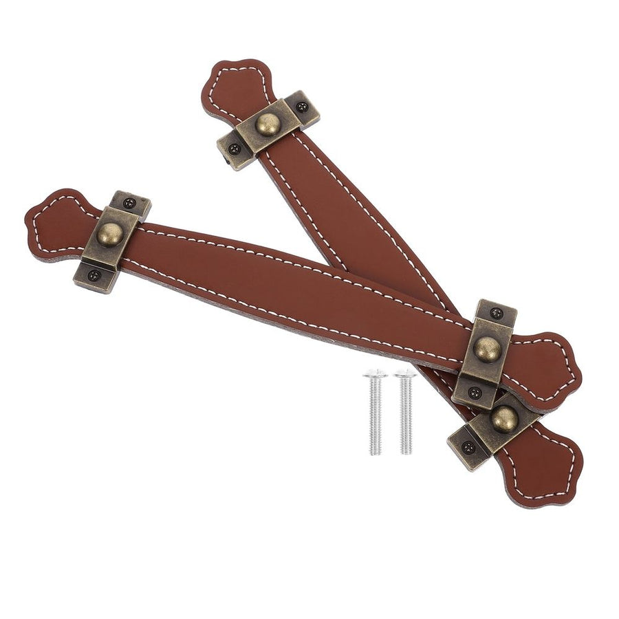 2Pcs Brown PU Cabinet Handles Vintage Style Handmade Door Pulls for DIY Projects