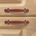 2Pcs Brown PU Cabinet Handles Vintage Style Handmade Door Pulls for DIY Projects
