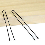 100Pcs Black U Hairpin Metal Thick Wavy Design for Secure Hairstyle