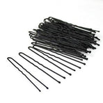 100Pcs Black U Hairpin Metal Thick Wavy Design for Secure Hairstyle