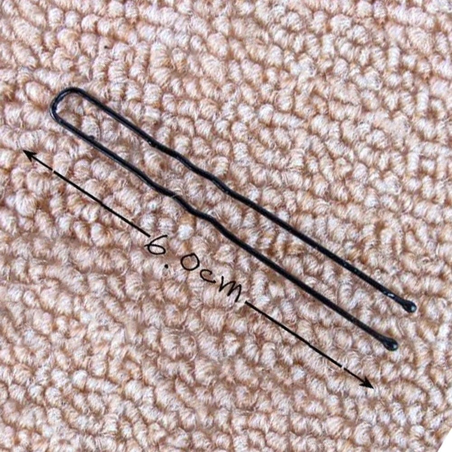 100Pcs Black U Hairpin Metal Thick Wavy Design for Secure Hairstyle