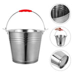 Plated Silver Stainless Steel Bucket with Handle Thick Heavy Bottom Rust Proof Water Container
