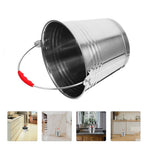 Plated Silver Stainless Steel Bucket with Handle Thick Heavy Bottom Rust Proof Water Container