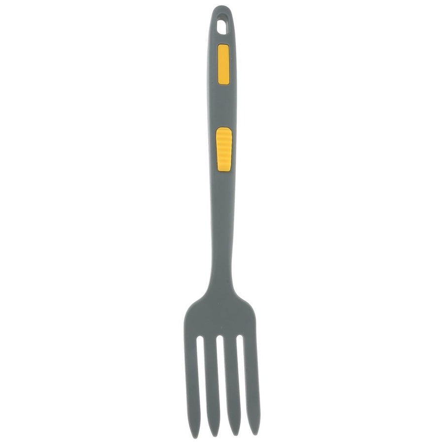 Silicone Cooking Fork in Dark Grey for Salad Mixing and Pasta Serving with Wear Resistant Material