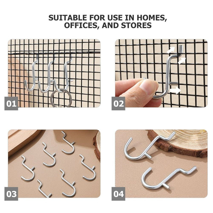 10pcs Heavy Duty Metal S Hooks For Pegboard In Silver Stainless Steel For Garage Storage