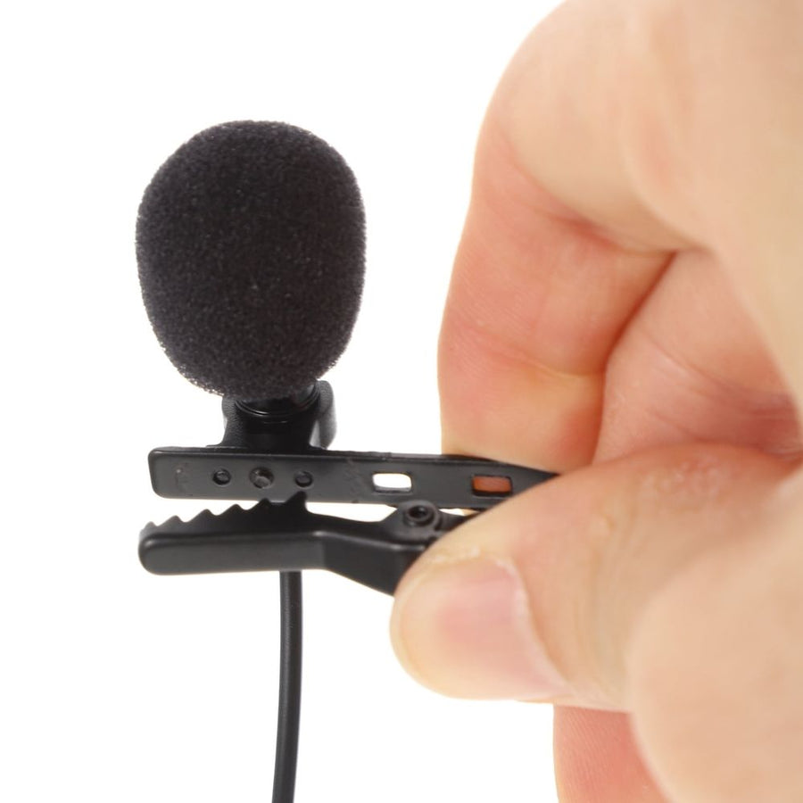 2-Pack High Sensitivity 3.5mm Lapel Microphones Black for Lectures, Interviews, Online Streaming and Video Recording