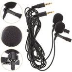 2-Pack High Sensitivity 3.5mm Lapel Microphones Black for Lectures, Interviews, Online Streaming and Video Recording
