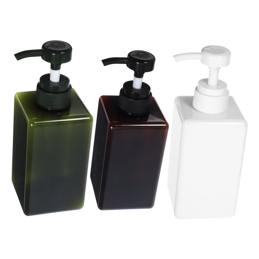3-Pack Refillable Plastic Lotion Dispenser Bottles with Press Pump for Shampoo, Conditioner, and Body Wash