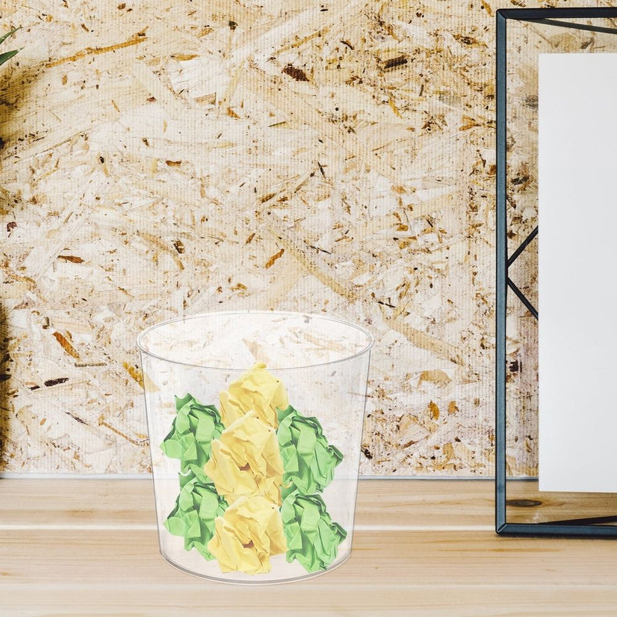 Portable Transparent Table Trash Can with Cover Sturdy Plastic Waste Bucket