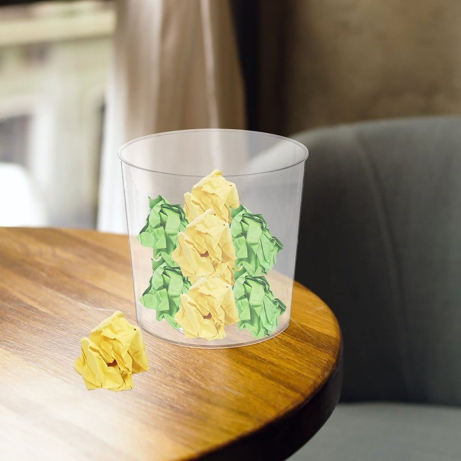 Portable Transparent Table Trash Can with Cover Sturdy Plastic Waste Bucket