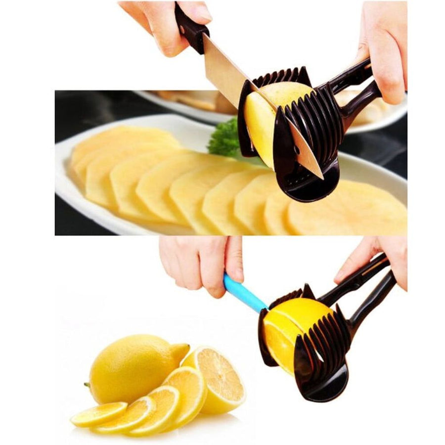 4Pcs Manual Tomato Slice and Vegetable Cutter Black Household Slicer Clamp