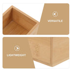 2Pcs Bamboo Box Without Lid Khaki Lightweight Storage Organizer for Travel and Craft Use