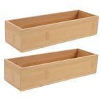 2Pcs Bamboo Box Without Lid Khaki Lightweight Storage Organizer for Travel and Craft Use