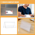Dual-Sided Transparent Pet Name Plate Stand for Conferences and Events 10Pcs