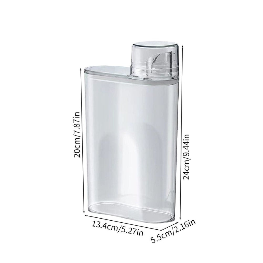 Laundry Detergent Dispenser | 43 oz Large Capacity Plastic Bottle for Liquid Soap & Powder | Clear Container with Sealing Lid for Laundry Room Organization | 1-Pack