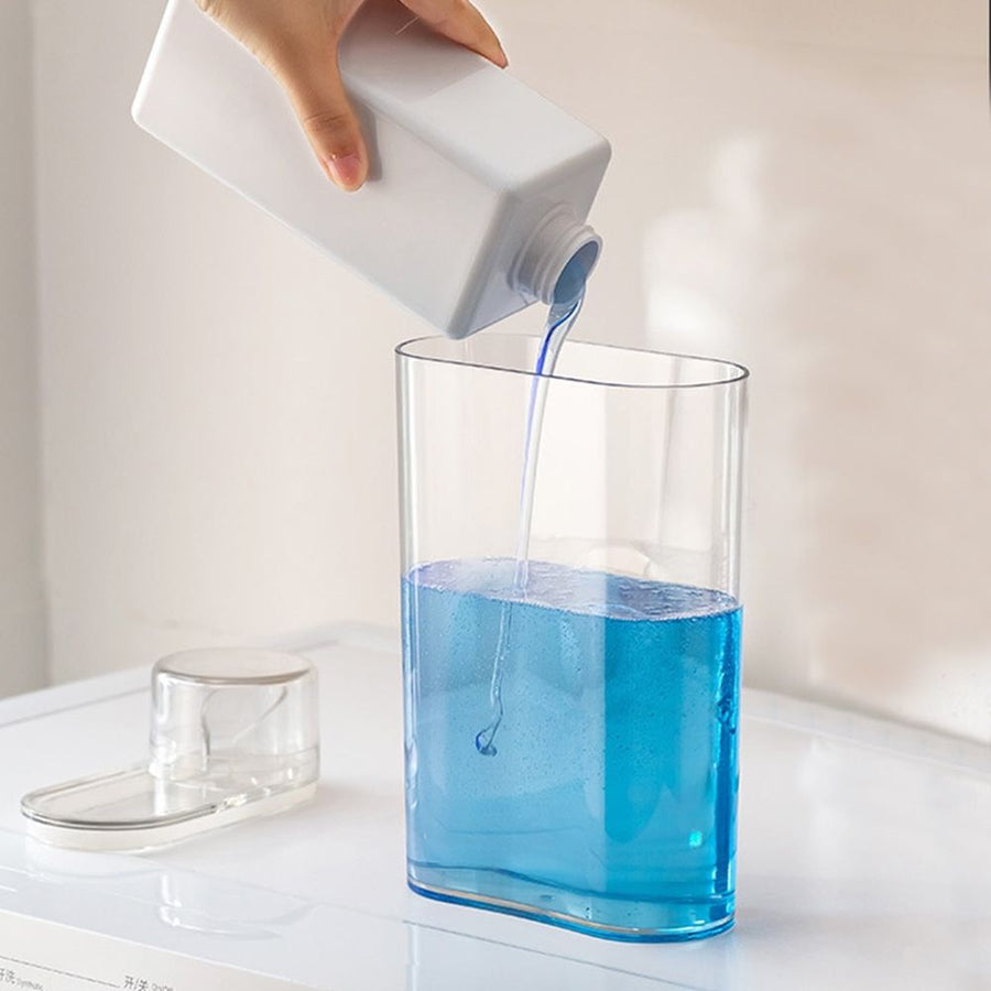 Laundry Detergent Dispenser | 43 oz Large Capacity Plastic Bottle for Liquid Soap & Powder | Clear Container with Sealing Lid for Laundry Room Organization | 1-Pack