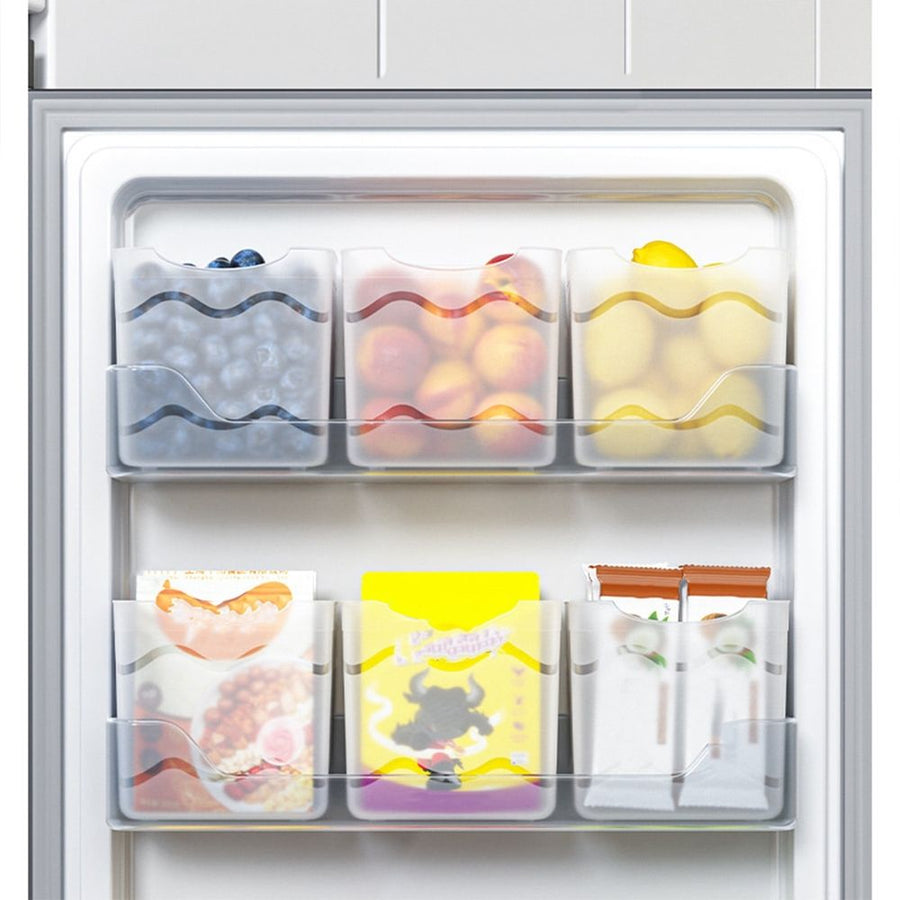 Clear Plastic Refrigerator Door Organizer Box, Space Saving Fridge Side Door Storage Container for Small Items, Vegetables, Eggs, and Condiments, 3-Pack