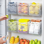 Clear Plastic Refrigerator Door Organizer Box, Space Saving Fridge Side Door Storage Container for Small Items, Vegetables, Eggs, and Condiments, 3-Pack