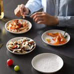 Plastic Serving Trays, Dinner Plates, Reusable Lightweight Plates For Snacks Fruit Cookies Dessert Bone, Round Tray Home Decor