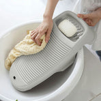 Portable Hand Wash Board with Soap Holder, Durable Plastic Laundry Scrubboard, Compact Clothes Cleaning Tool, for Home, School, Dormitory & Travel