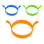 3-Pack Non-Stick Silicone Egg Rings for Breakfast - Round Pancake & Egg Molds, 10.5cm Diameter, Heat Resistant to 220°C, Easy Release & Clean, Yellow Blue Green