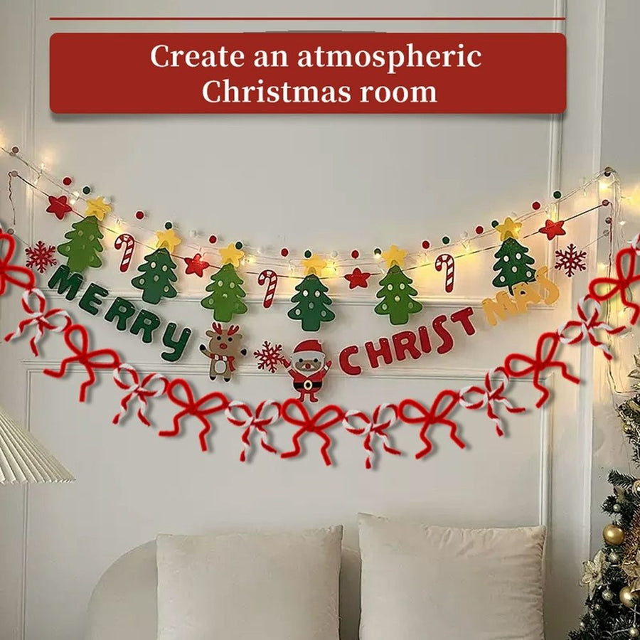 Christmas DIY Bow Wreath Making Kit Red and White Strands for Tree Wall Door Party Backdrop Holiday Craft Decoration Supplies 13 inch