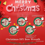 Christmas DIY Bow Wreath Making Kit Red and White Strands for Tree Wall Door Party Backdrop Holiday Craft Decoration Supplies 13 inch
