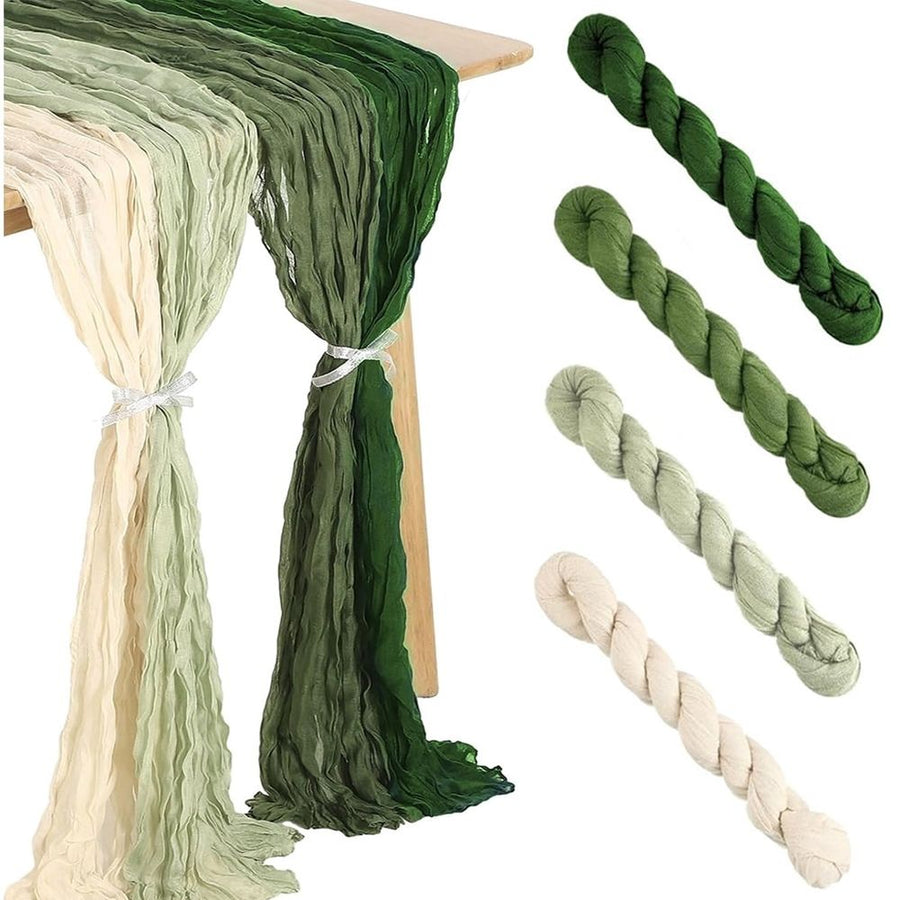 4PCS Cheesecloth Table Runner Gradient Blue Gauze Table Runner 6FT Boho Cheese Cloth Table Runner for Wedding Party Baby Shower Table Decor