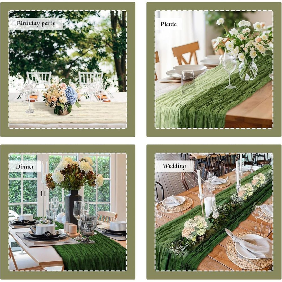 4PCS Cheesecloth Table Runner Gradient Blue Gauze Table Runner 6FT Boho Cheese Cloth Table Runner for Wedding Party Baby Shower Table Decor