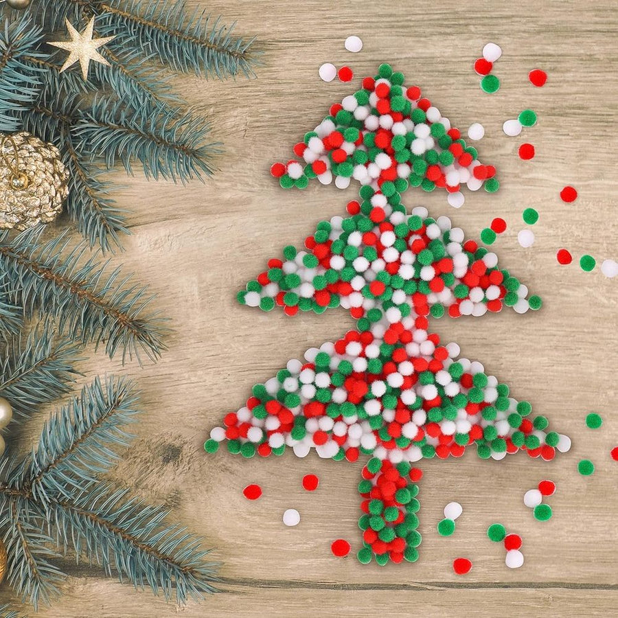 600PCS Christmas Pom Poms Fluffy Pom Balls Mini Craft Pompoms for Christmas DIY Party Decorations
