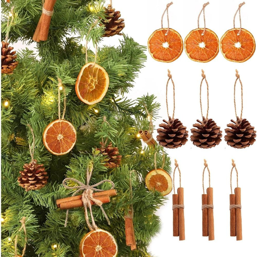 24PCS Natural Orange Slices Cinnamon Pinecones Set with Jute Hangers - Unique Craft Ornaments Bulk for Xmas Tree - Holiday Farmhouse Rustic Decor Indoor
