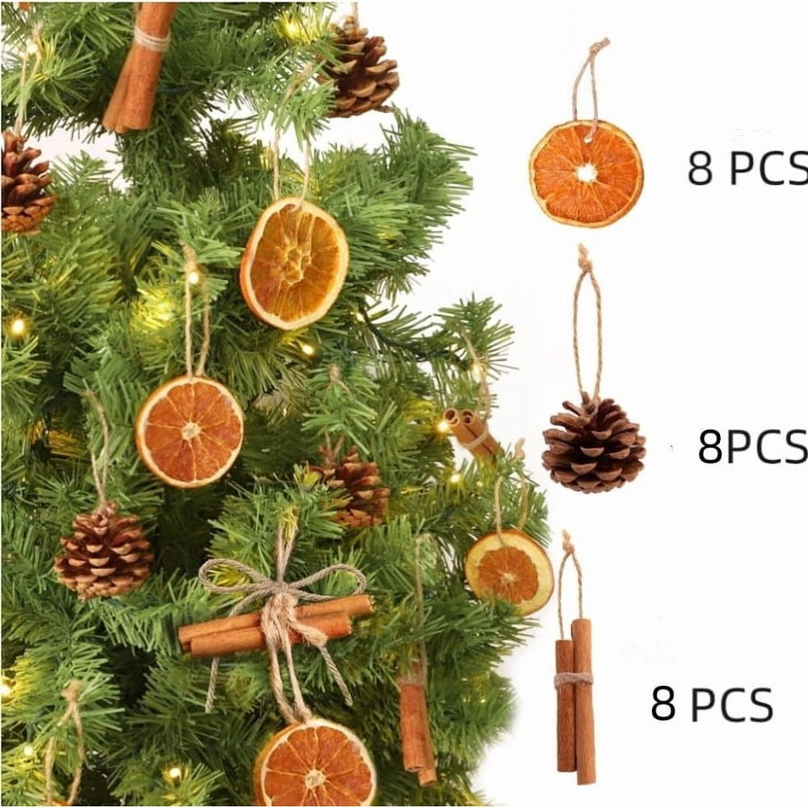 24PCS Natural Orange Slices Cinnamon Pinecones Set with Jute Hangers - Unique Craft Ornaments Bulk for Xmas Tree - Holiday Farmhouse Rustic Decor Indoor