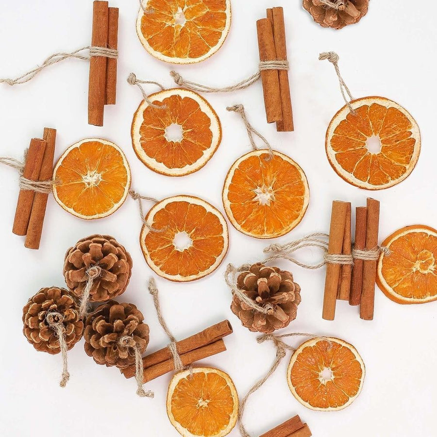 24PCS Natural Orange Slices Cinnamon Pinecones Set with Jute Hangers - Unique Craft Ornaments Bulk for Xmas Tree - Holiday Farmhouse Rustic Decor Indoor