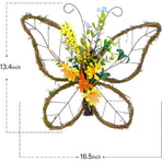 Butterfly Shaped Wreath with Pastel Berries and Floral Spring Artificial Wreaths for Front Door Decor