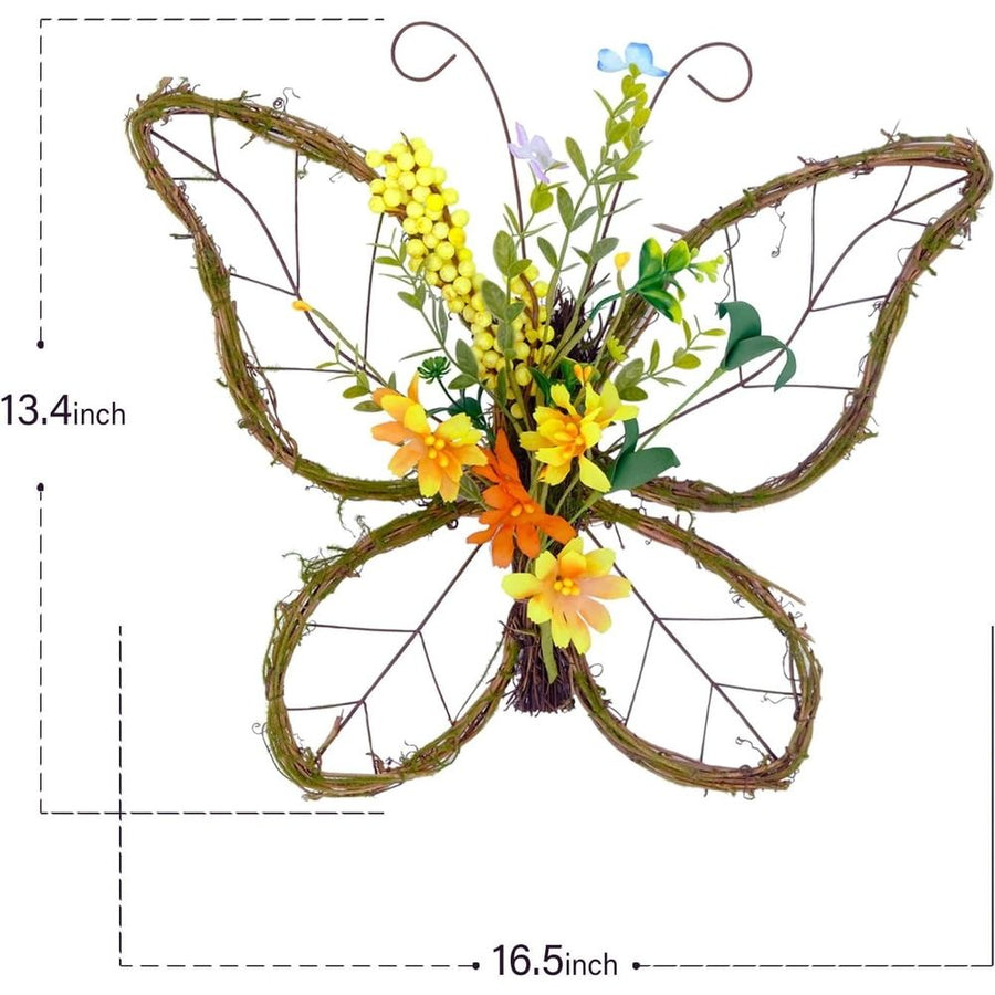 Butterfly Shaped Wreath with Pastel Berries and Floral Spring Artificial Wreaths for Front Door Decor