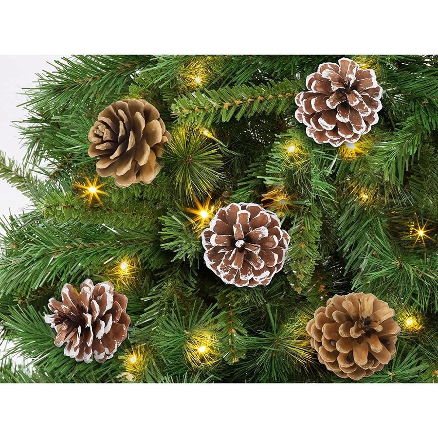 20PCS Christmas Pine Cones Decorations Picks - Snow Pine Cone for Xmas Tree Garland Wreath Ornaments Pinecones Decorating Winter Holidays Home