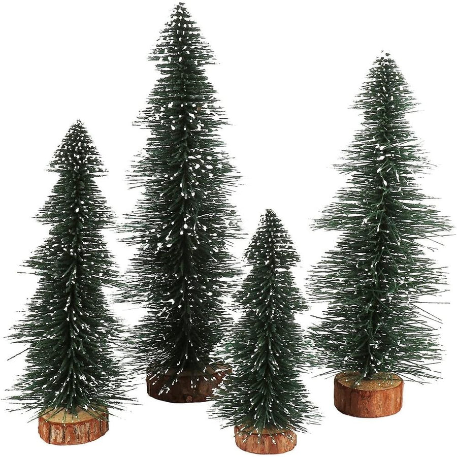 Bottle Brush Trees,Desktop Pine Tree Small Pine Tree with Wooden Bases Christmas Bristle Brush Tree for Xmas Holiday Party Home Tabletop Tree Decor