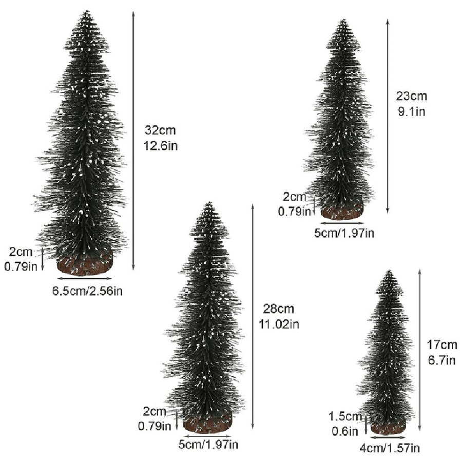 Bottle Brush Trees,Desktop Pine Tree Small Pine Tree with Wooden Bases Christmas Bristle Brush Tree for Xmas Holiday Party Home Tabletop Tree Decor