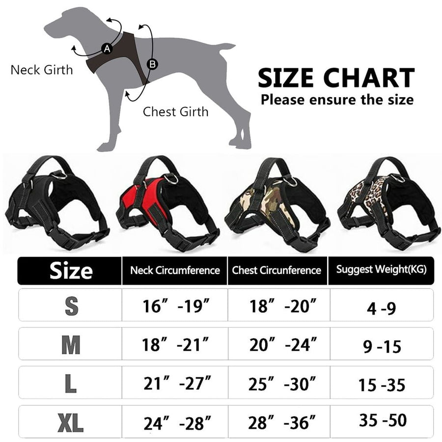 Non pull dog harness, adjustable size with handle cushioned dog vest harness, suitable for Oxford pet harness for small, medium and large dogs
