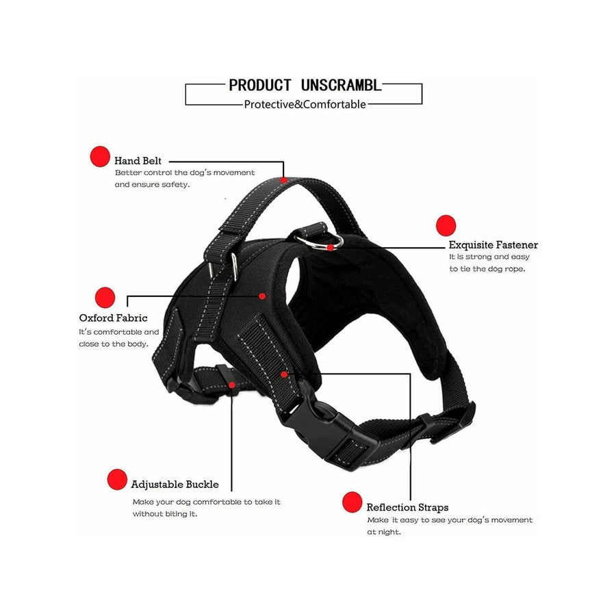 Non pull dog harness, adjustable size with handle cushioned dog vest harness, suitable for Oxford pet harness for small, medium and large dogs