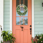 Buffalo Plaid Wreath-16 Inch Artificial Eucalyptus Wreath with Plaid Bow | Spring Summer Fall Wreath for Front Door Farmhouse Decor Festival Celebration Home Decor